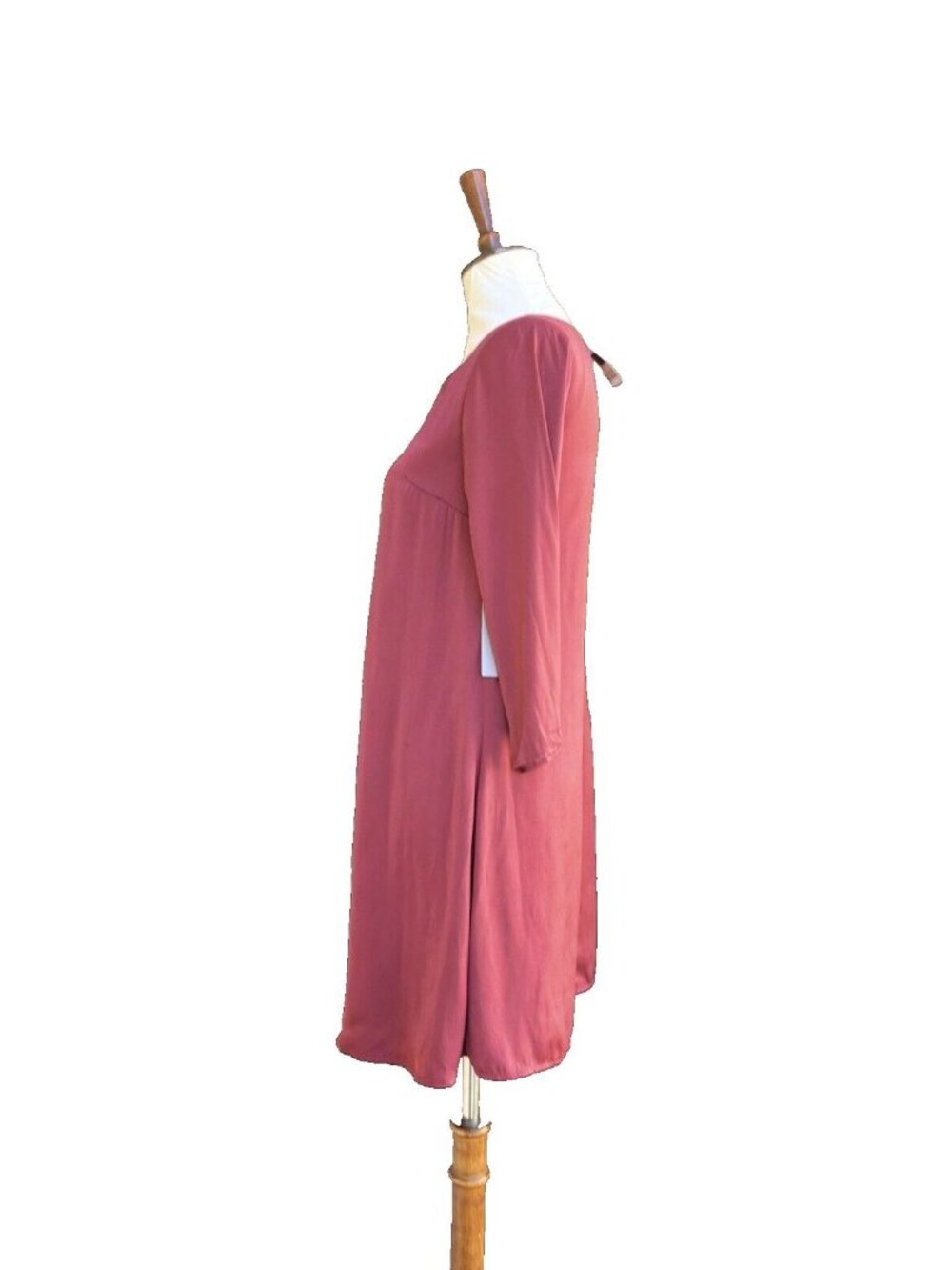 Tart Collections Burgundy Satin Shift Dress XS | Long Sleeve | Boho | Holiday | - Picture 9 of 15